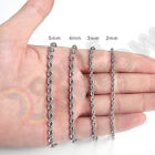 Men Women Stainless Steel Silver 2mm 3mm 4mm 5mm Rope Necklace Chain Link C11