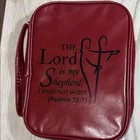 Deep Red Bible Cover With Psalm 23 1 Verse W  Cross On Zipper