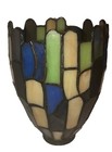Vintage Slag Art Glass Tiffany Style Lamp Shade 7    X  5     Blue   Green Nice