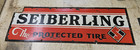 Seiberling Tires Dealer Porcelain Sign 1940s Orig Vintage 72x24 Inches