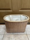 Vintage Canvas Lined Oval Nantucket Shopping Basket With Straps