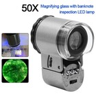 Mini Jeweler 50x Pocket Microscope Jewelry Magnifier Loupe Glass Led Light Lens