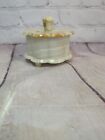 Vintage Scalloped Carved Stone Onyx Trinket Jewelry Box W  Lid 4 5  Tall
