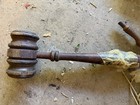 Large Vintage Wooden Judge Gavels Auctioneer Ceremonial Mallets Lot Of 2