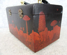 Vintage 1960s Black Wooden Wild Mushrooms Purse Handbag Case Very Cool 