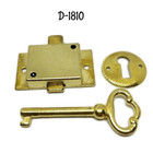 Furniture Lock Economy Flush Mount Lock Set - Brass Plated Antique Style