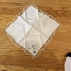 Vintage Irish Tatted Netted Lace Linen Handkerchief W embroidery 12    X 12   