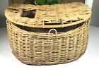 Vintage Wicker Old Fishing Basket Creel Equipment Country D  cor