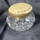 Vanity Jar Art Deco Clear Glass Celluloid Metal Lid Victorian Dresser Jar Set 2