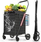3 7 Cu Ft Folding Shopping Cart 380 Lb  Double Basket With Lid   Liner