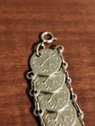 Vintage Jewish Shekel 2 Sided Silvertone Euc Coin Link Bracelet 7 - 7 Inch