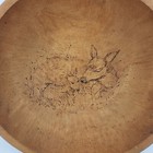 Vintage Unbranded Turned Wood Bowl With Carved Deer Scene Rustic Farmhouse