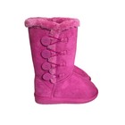 Link Anissa-3k Kids Fuchsia Pink Faux Fur Button Tall Winter Boots Size 12