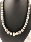 Hand Stamped Bench Graduated Sterling Silver Navajo Pearls Necklace 20  335