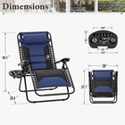 Zero Gravity Chairs Set Of 2 Oversized Heavy Duty Lounger 0-170   Adjustable Blue