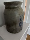 Antique - 1 Gallon  - Blue Cobalt Flower Decorated Crock -  11  Tall  8    Wide