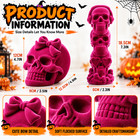 Halloween Skull Figurines Set Of 2 Purple Flocked Resin Gothic Tabletop Decor