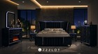 Luxury 5pc Led Black Velvet Queen King Bedroom Set   Fireplace Heating B d m n c