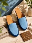 Women s Blue Mule Slippers Slip On Flats Soft Comfort Indoor Outdoor Shoes