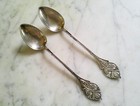 Antique Coin Silver  g h   Co 830 S  Crowned Face Motif Demitasse Teaspoons