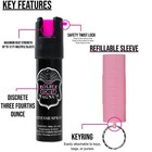 Police Magnum Small Pepper Spray Self Defense- 1 Pack  75oz Key Ring Pink Sleeve