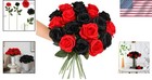 Artificial Roses 12 Pcs Black And Red Silk Flowers For Home Decor Centerpieces
