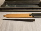 20th Century Black Leather Desk Set With Ink Well  Blotter Holder  Antique