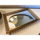 Vintage Rectangular Gold Toned Metal Mirrored Vanity Tray 12 5x8 5 Ornate