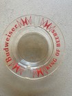 Budweiser King Of Beers Ashtray Clear Glass Red Advertising 5  Round