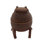 Vintage 1960 s Chinese Wicker Rattan Frog Toad Basket Box Zhejiang Handicraft