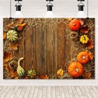 5x3 Ft Fall Thanksgiving Photography Backdrop Pumpkins Rustic Wood Board