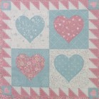 Vtg wamsutta pastels  4 Blocks W hearts  quilt Pattern cotton Fabric  7 x7 