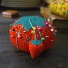 Vintage Tomato With Dangling Strawberry Pin Cushion With Pins And Needles