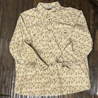 Cowboy Hardware Western Floral Print Snap Button Long Sleeve Tan Brown Shirt Xl