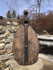 Rare Antique Large Wood Iron Teardrop Shape Block Tackle Barn Farm Rope Pulley
