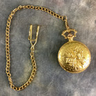 Vintage American Civil War Sesquicentennial Gold Tone Pocket Watch W chain