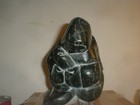 1974 Alaskan Inuit Eskimo Carved 12-lb Soapstone Vtg Seal Hunter Figure Signed