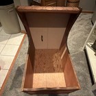 Vintage Wooden Baby Cradle  Brown Rocking Base  Carved End Panels