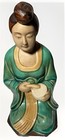 Sancai Ming Dynasty Chinese Pottery Women With Green Robe   Drum 11    Replica