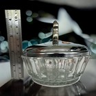 Glass Dresser Boudoir Powder Jar Textured Silver Mirrored Lid 4 5 Inch Vintage