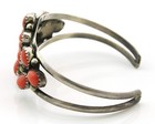 Navajo Cuff Bracelet Sterling Silver Vintage Handmade Coral