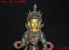 Tibet Buddhism Bronze 24k Gold Gilt Inlay Turquoise Vajrasattva Of Buddha Statue