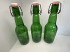 Green Glass Grolsch Swing Top Vintage Beer Bottles Set Of 3 