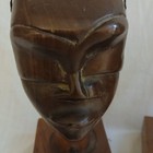 Pair Of Hand Made African Style Male   Female Head Carving 10  