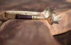Antique French Sugar Tongs Brass And Wood Art Deco Collectible Serving Utensil B
