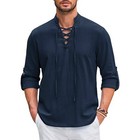 Men Medieval Pirate Shirt Cotton Linen Renaissance Viking Costume Long Sleeve