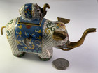 Antique Chinese Cloisonn   Enamel Elephant Censer With Lid Hand Painted Vtg Orig
