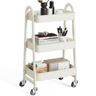 3 Tier Utility Rolling Cart  Mobile Storage Shelf With Lockable Caster Wheels