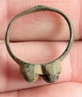 Medieval 14th-15th Century  double Stone  Bronze Ring 23mm   Size Us7 0