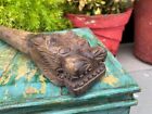 Ancient Wood Old Hand Carved Lion Head Figure Wood Bracket Panel Door Side Rare